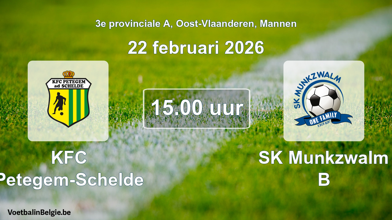 Scheduled match men football: KFC Petegem-Schelde - SK Munkzwalm B (22 February 2026)