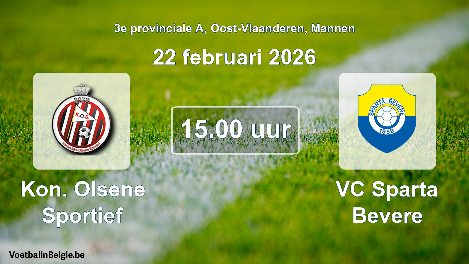 Geplantes Spiel männer-Fußball: Kon. Olsene Sportief - VC Sparta Bevere (22 Februar 2026)
