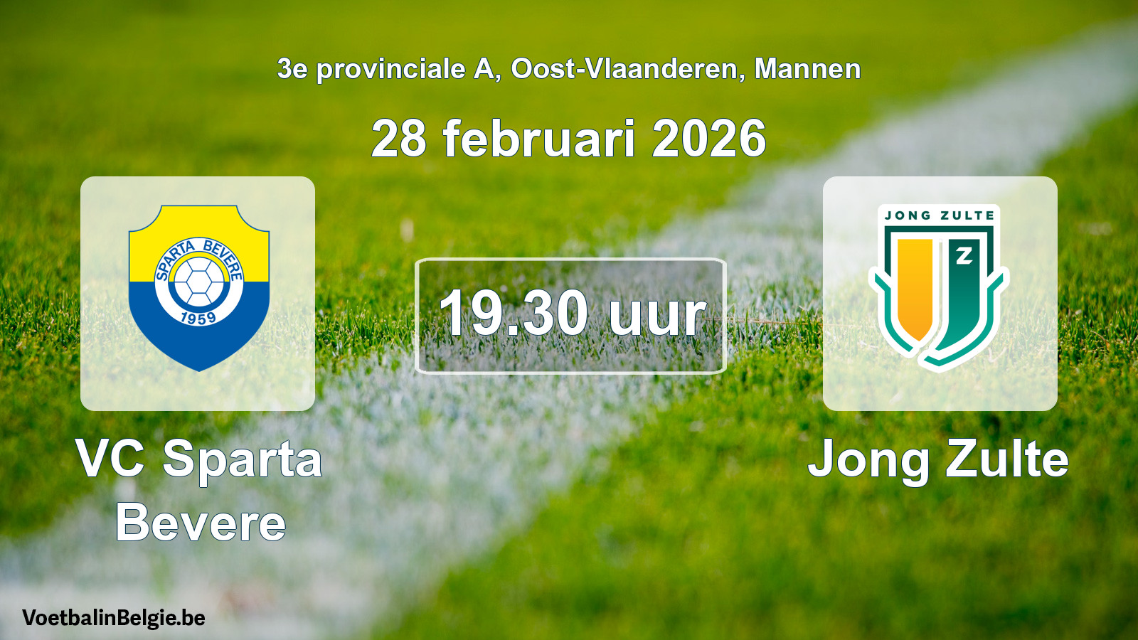 Scheduled match men football: VC Sparta Bevere - Jong Zulte (28 February 2026)