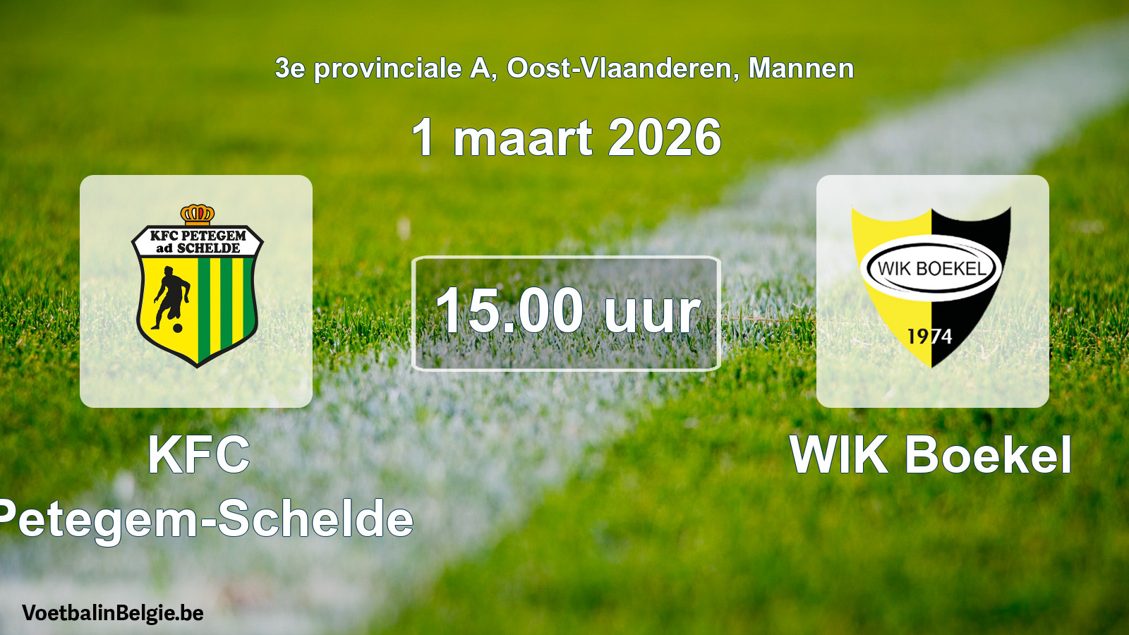 Scheduled match men football: KFC Petegem-Schelde - WIK Boekel (1 March 2026)