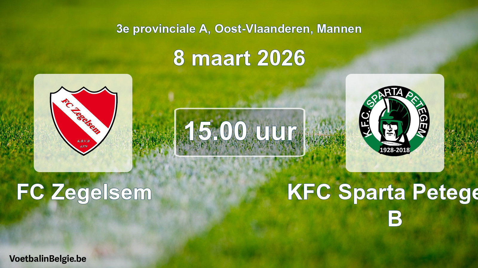 Scheduled match men football: FC Zegelsem - KFC Sparta Petegem B (8 March 2026)