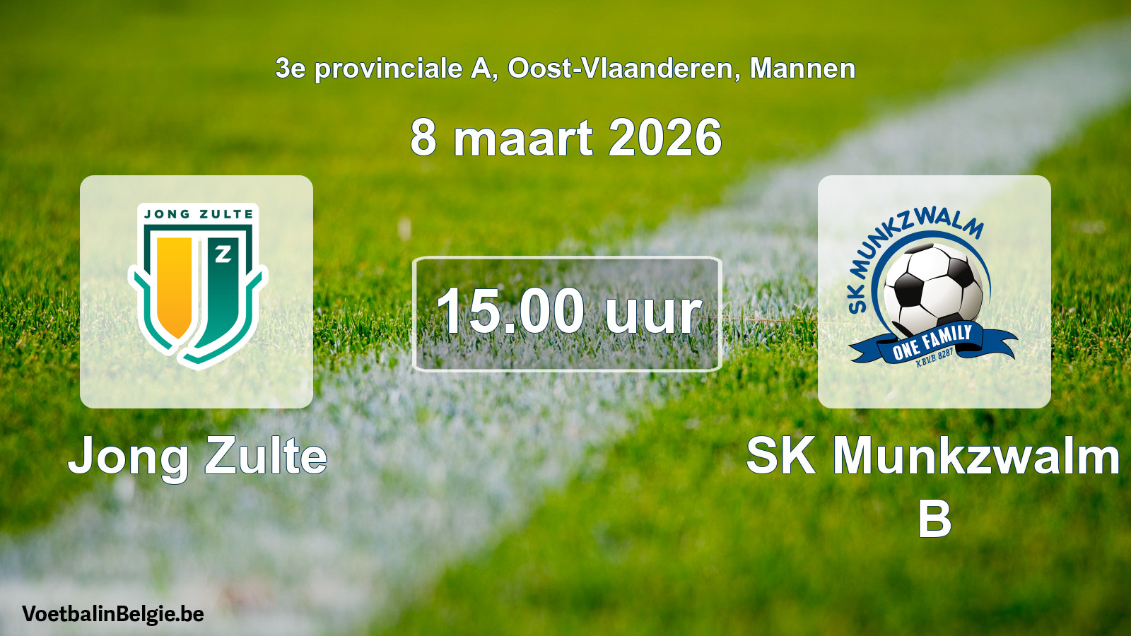 Scheduled match men football: Jong Zulte - SK Munkzwalm B (8 March 2026)