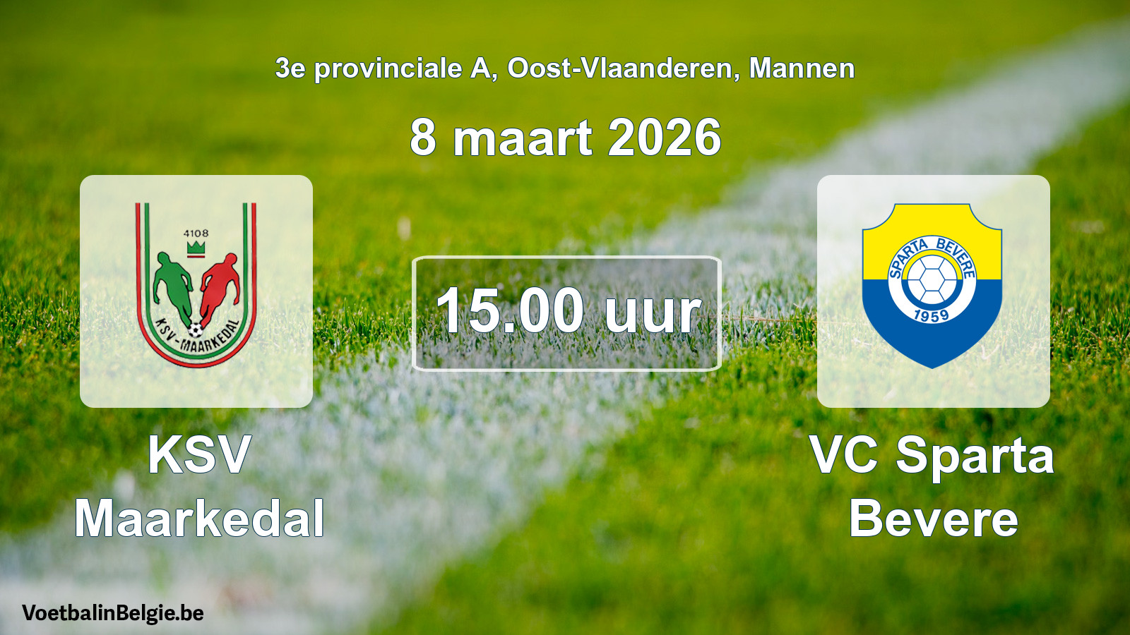 Geplantes Spiel männer-Fußball: KSV Maarkedal - VC Sparta Bevere (8 März 2026)
