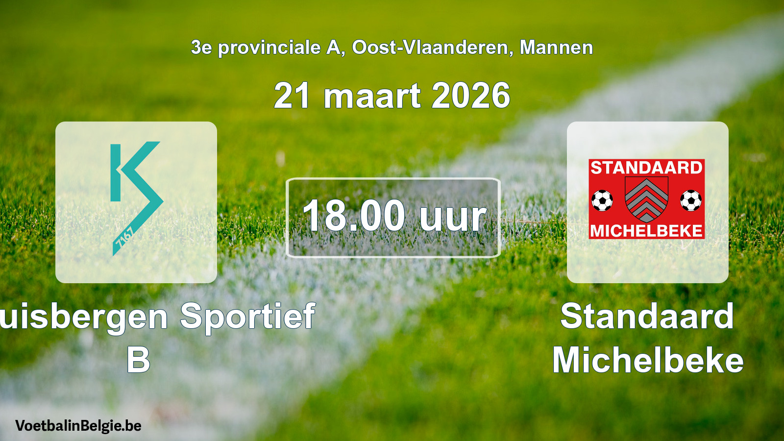 Geplande wedstrijd mannenvoetbal: Kluisbergen Sportief B - Standaard Michelbeke (21 maart 2026)