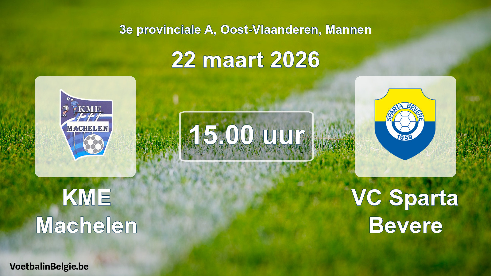 Scheduled match men football: KME Machelen - VC Sparta Bevere (22 March 2026)