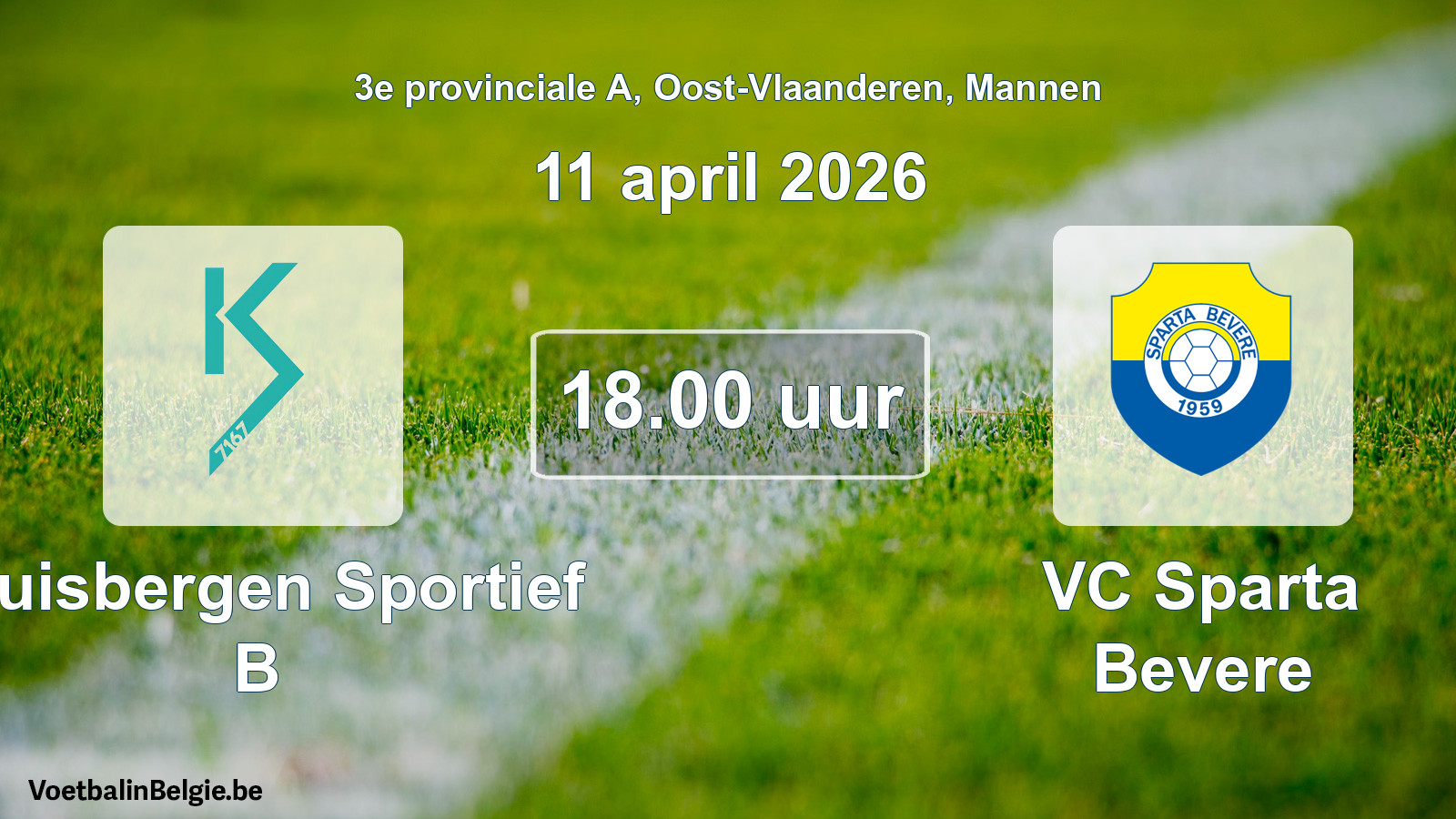 Geplantes Spiel männer-Fußball: Kluisbergen Sportief B - VC Sparta Bevere (11 April 2026)