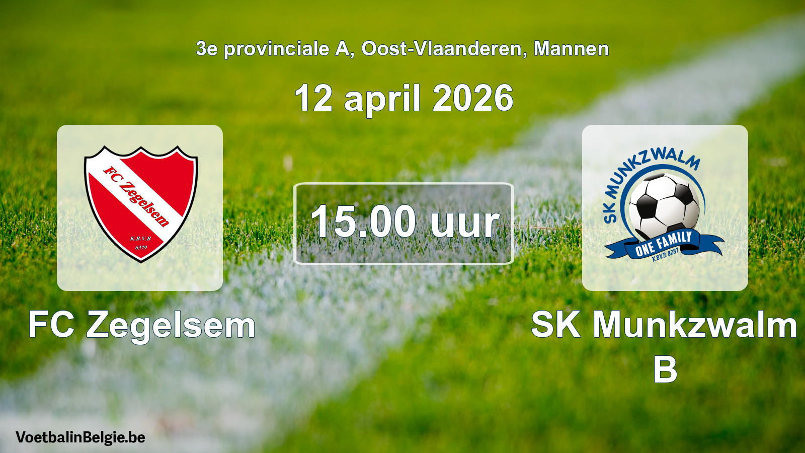 Scheduled match men football: FC Zegelsem - SK Munkzwalm B (12 April 2026)