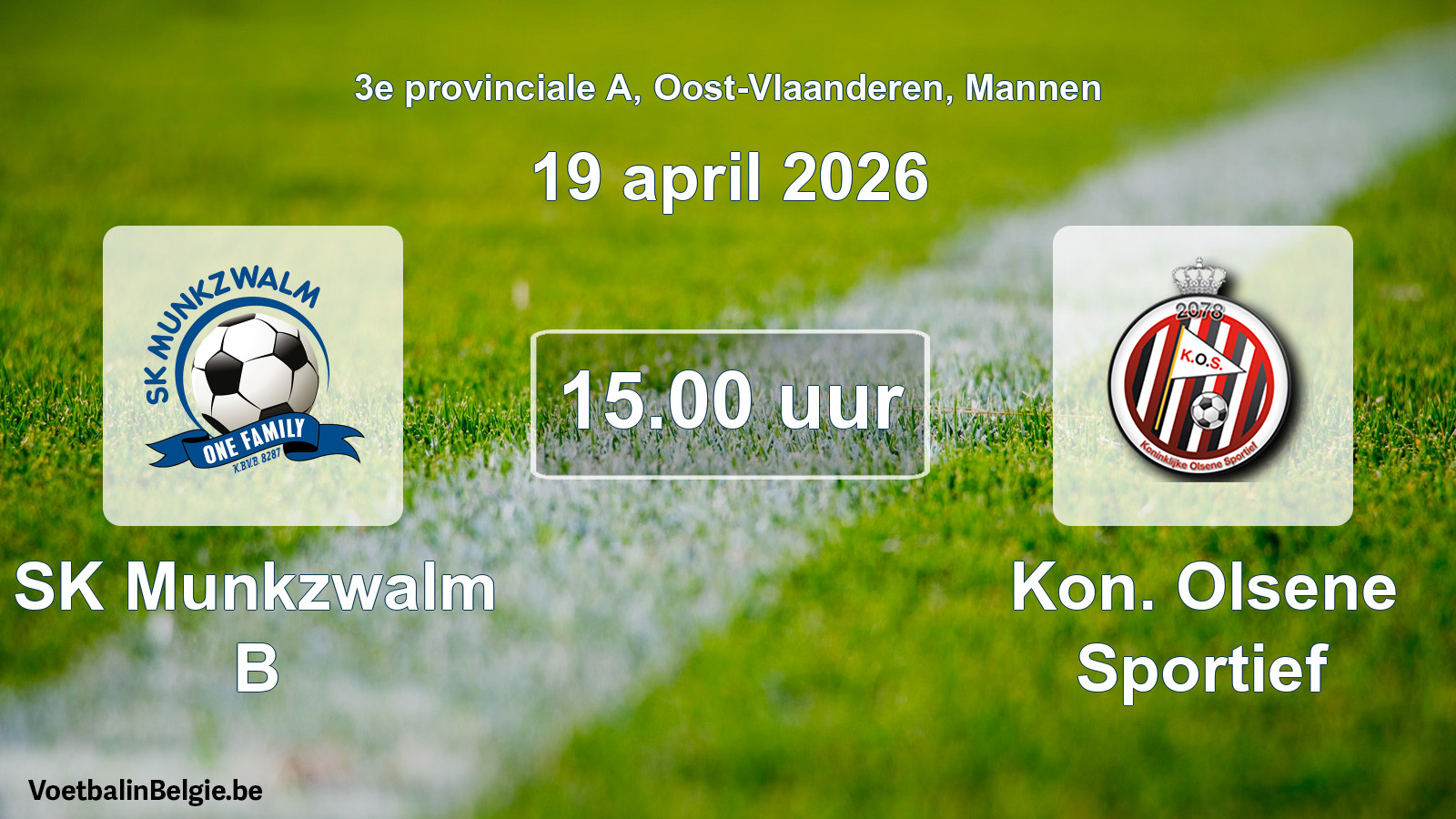 Geplantes Spiel männer-Fußball: SK Munkzwalm B - Kon. Olsene Sportief (19 April 2026)