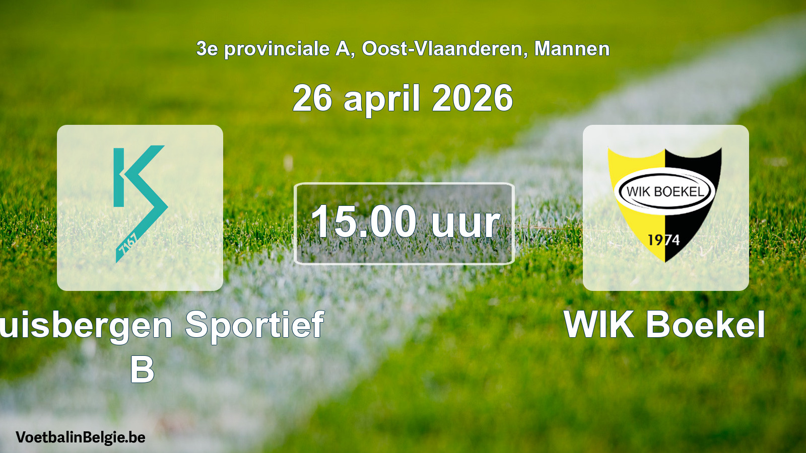 Scheduled match men football: Kluisbergen Sportief B - WIK Boekel (26 April 2026)