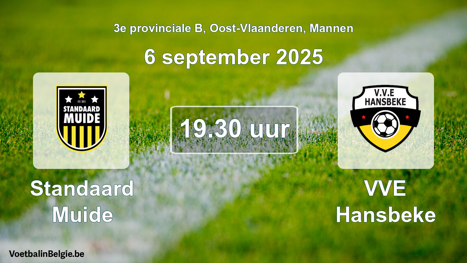 Scheduled match men football: Standaard Muide - VVE Hansbeke (6 September 2025)