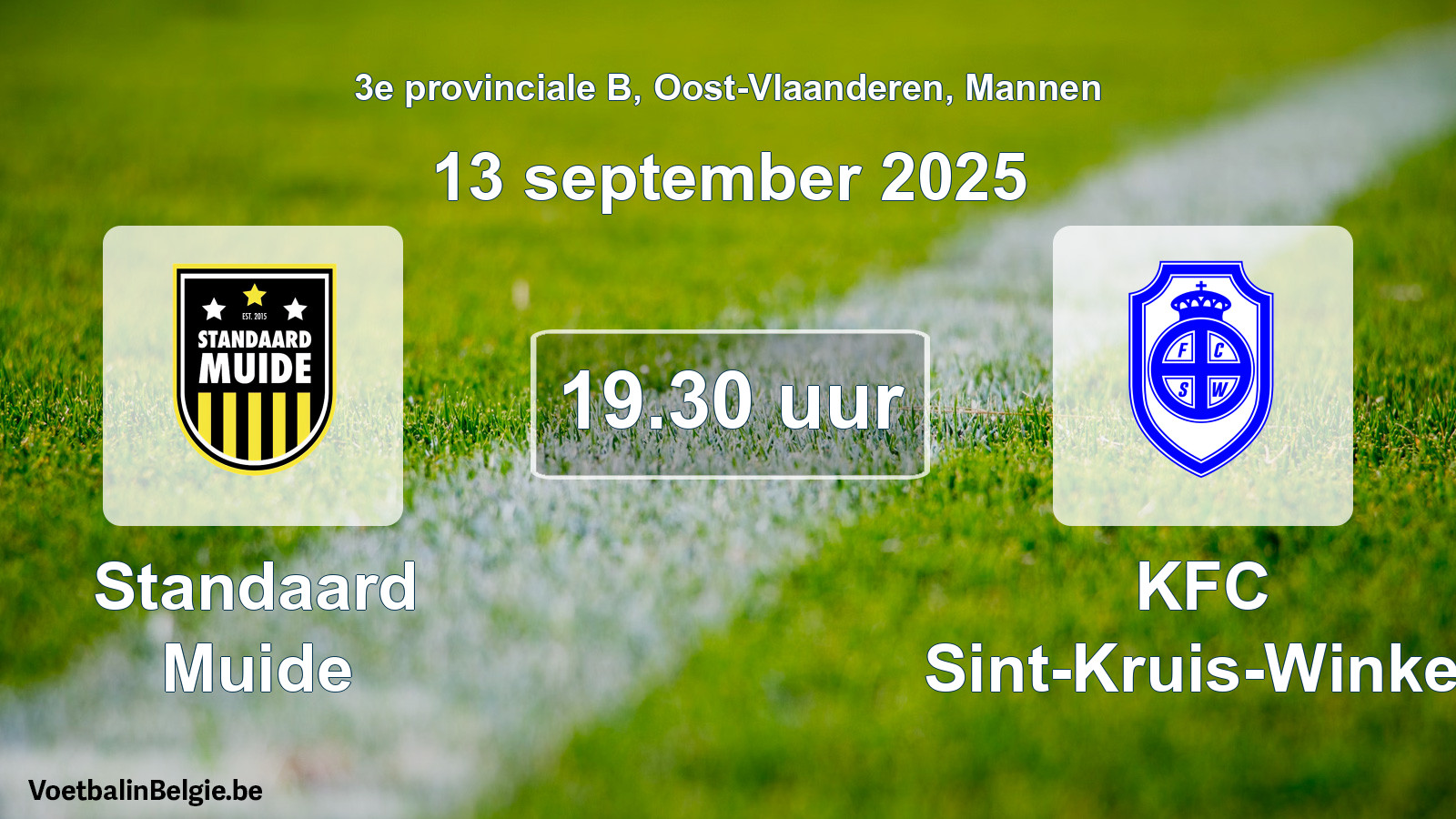 Scheduled match men football: Standaard Muide - KFC Sint-Kruis-Winkel (13 September 2025)