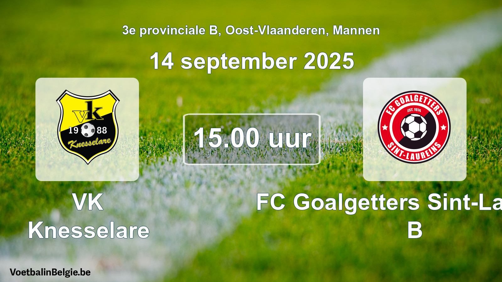 Scheduled match men football: VK Knesselare - FC Goalgetters Sint-Laureins B (14 September 2025)