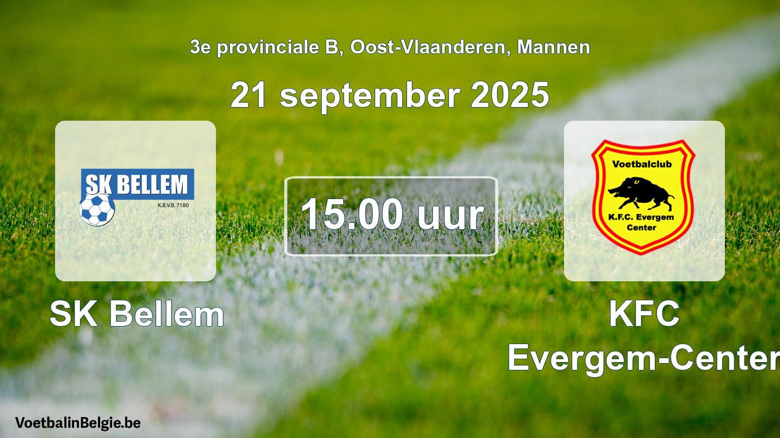 Scheduled match men football: SK Bellem - KFC Evergem-Center (21 September 2025)