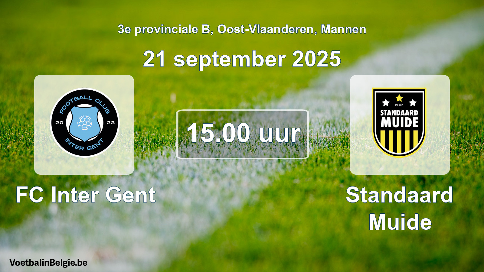 Scheduled match men football: FC Inter Gent - Standaard Muide (21 September 2025)