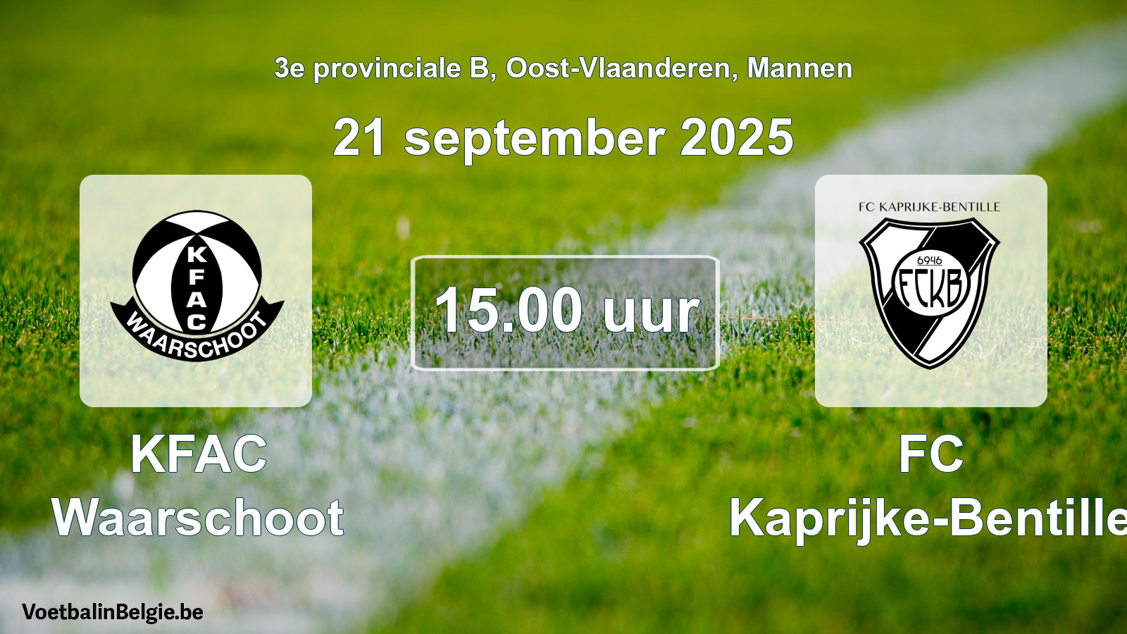 Scheduled match men football: KFAC Waarschoot - FC Kaprijke-Bentille (21 September 2025)