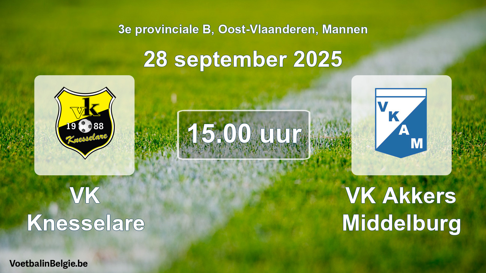 Geplantes Spiel männer-Fußball: VK Knesselare - VK Akkers Middelburg (28 September 2025)