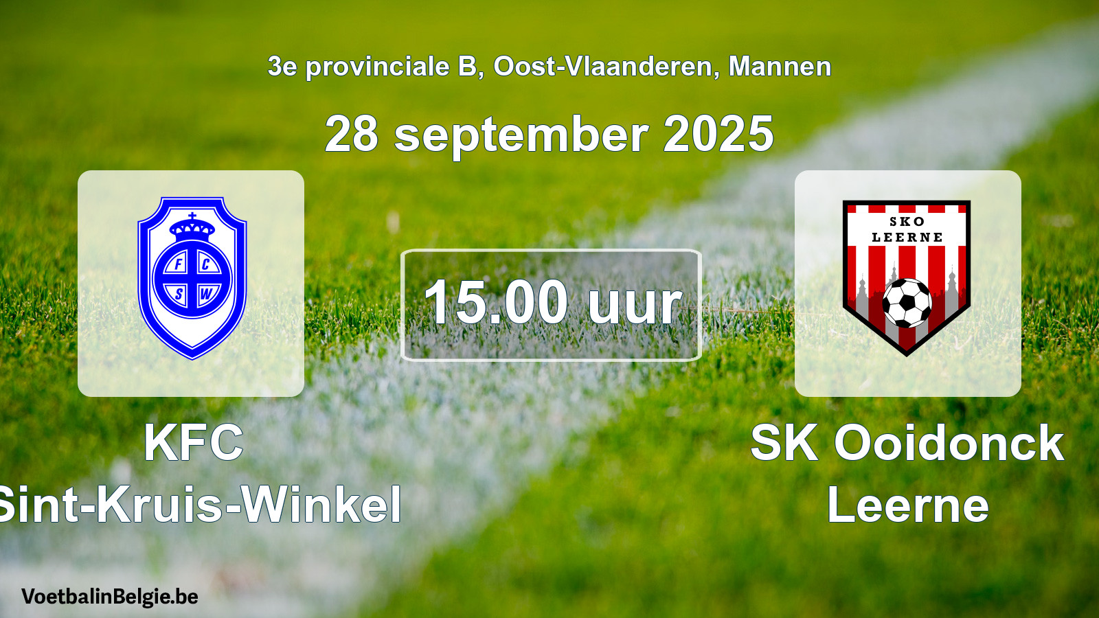 Scheduled match men football: KFC Sint-Kruis-Winkel - SK Ooidonck Leerne (28 September 2025)