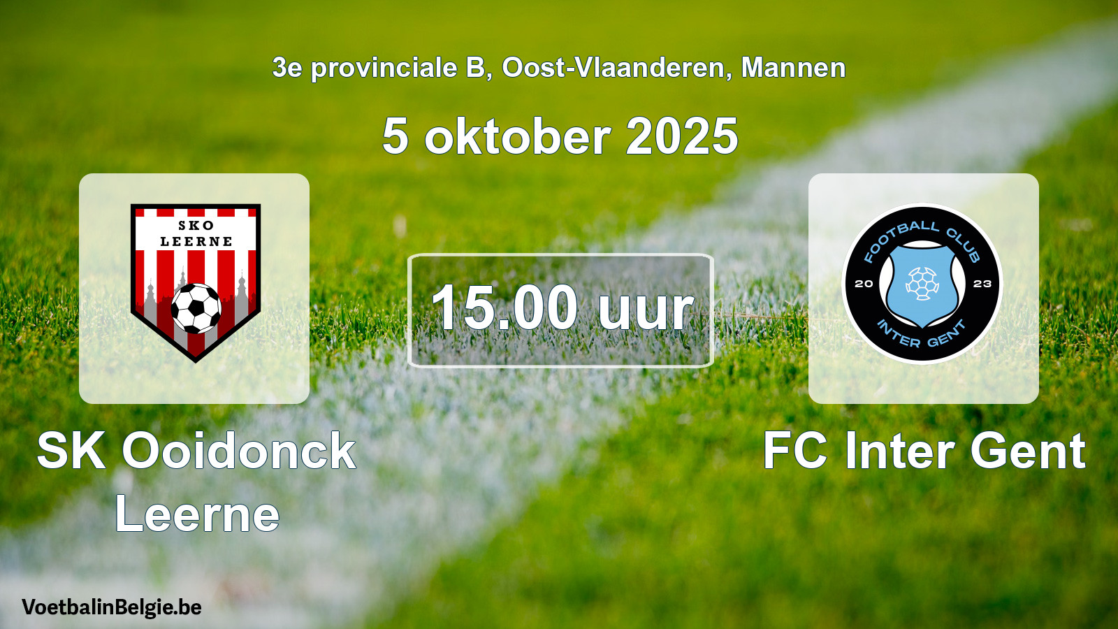 Scheduled match men football: SK Ooidonck Leerne - FC Inter Gent (5 October 2025)