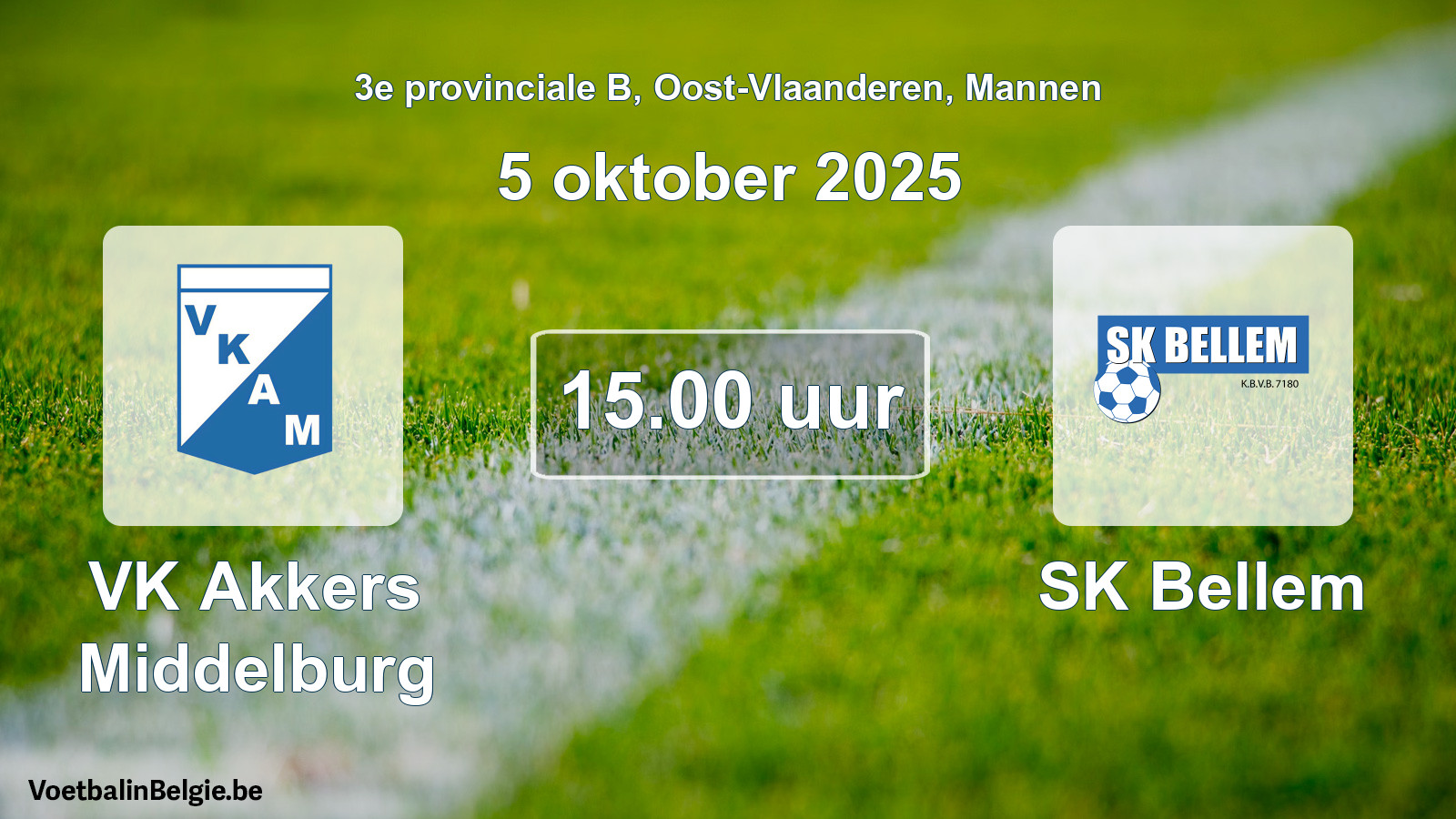 Geplantes Spiel männer-Fußball: VK Akkers Middelburg - SK Bellem (5 Oktober 2025)