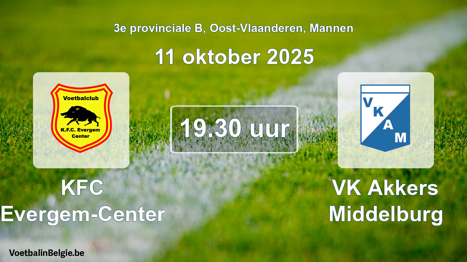 Scheduled match men football: KFC Evergem-Center - VK Akkers Middelburg (11 October 2025)