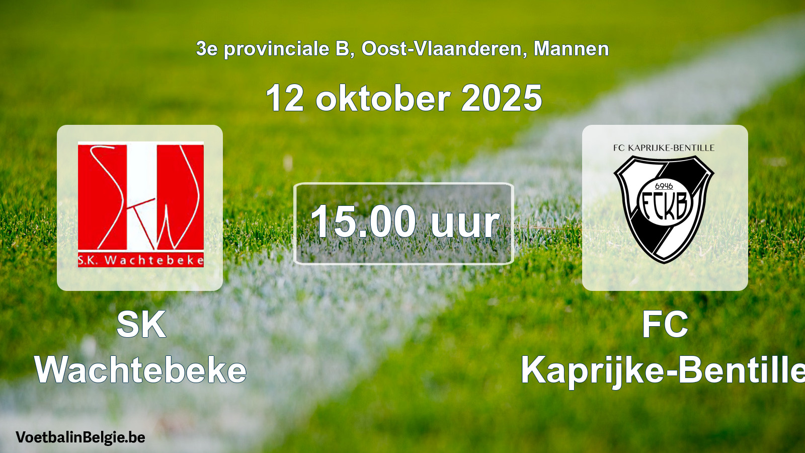 Geplande wedstrijd mannenvoetbal: SK Wachtebeke - FC Kaprijke-Bentille (12 oktober 2025)