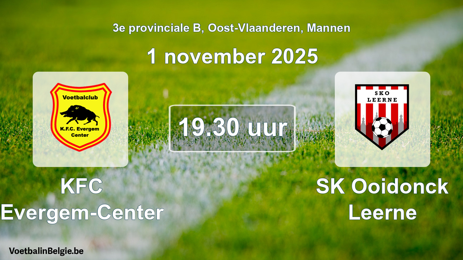 Scheduled match men football: KFC Evergem-Center - SK Ooidonck Leerne (1 November 2025)