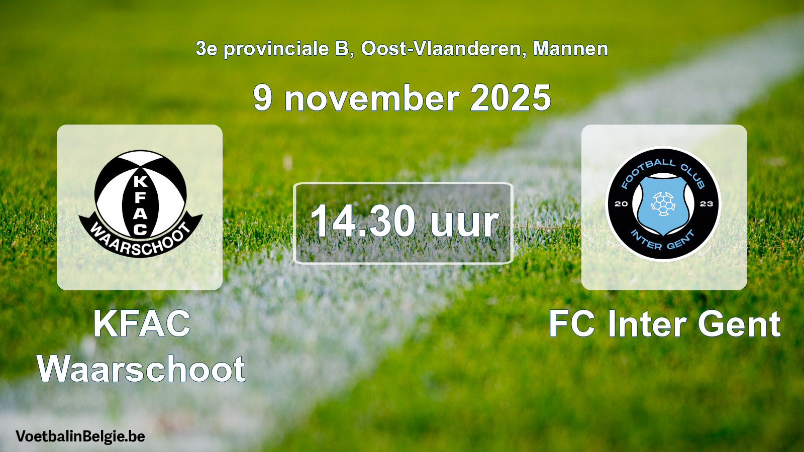 Scheduled match men football: KFAC Waarschoot - FC Inter Gent (9 November 2025)