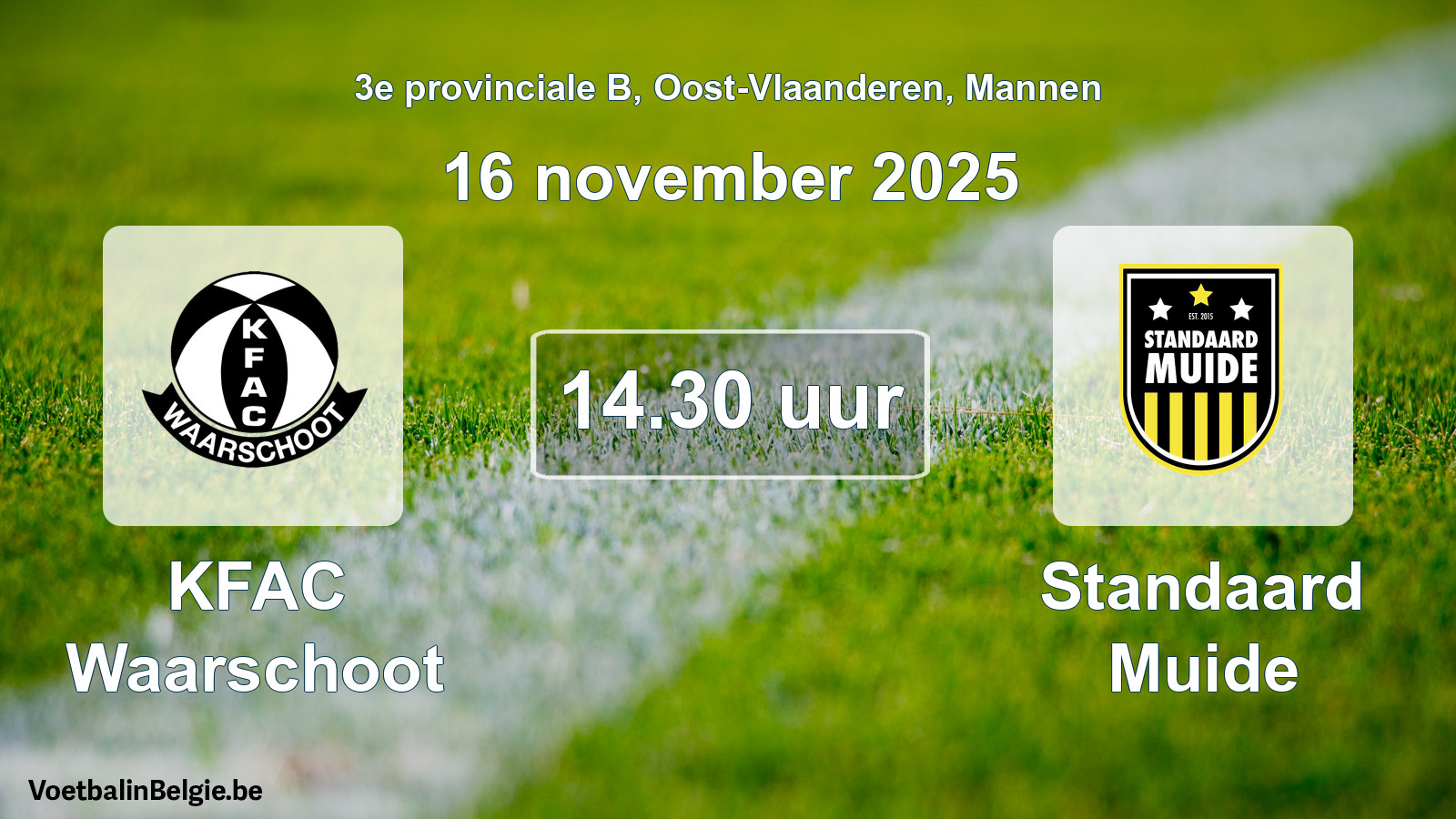 Geplande wedstrijd mannenvoetbal: KFAC Waarschoot - Standaard Muide (16 november 2025)