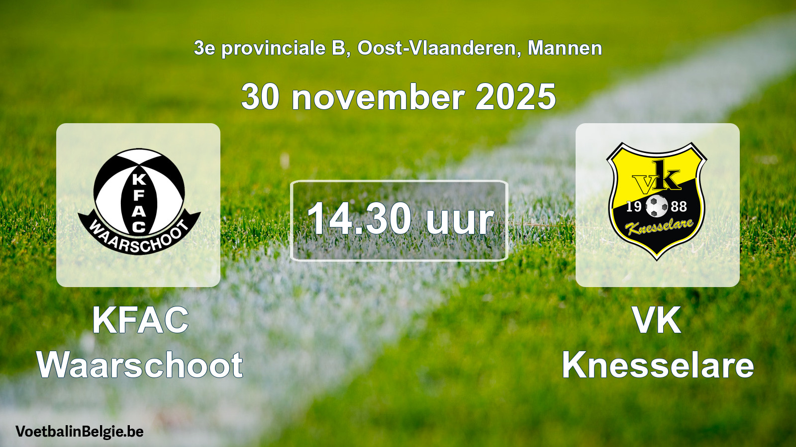 Geplantes Spiel männer-Fußball: KFAC Waarschoot - VK Knesselare (30 November 2025)