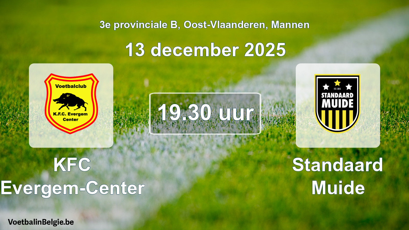 Scheduled match men football: KFC Evergem-Center - Standaard Muide (13 December 2025)