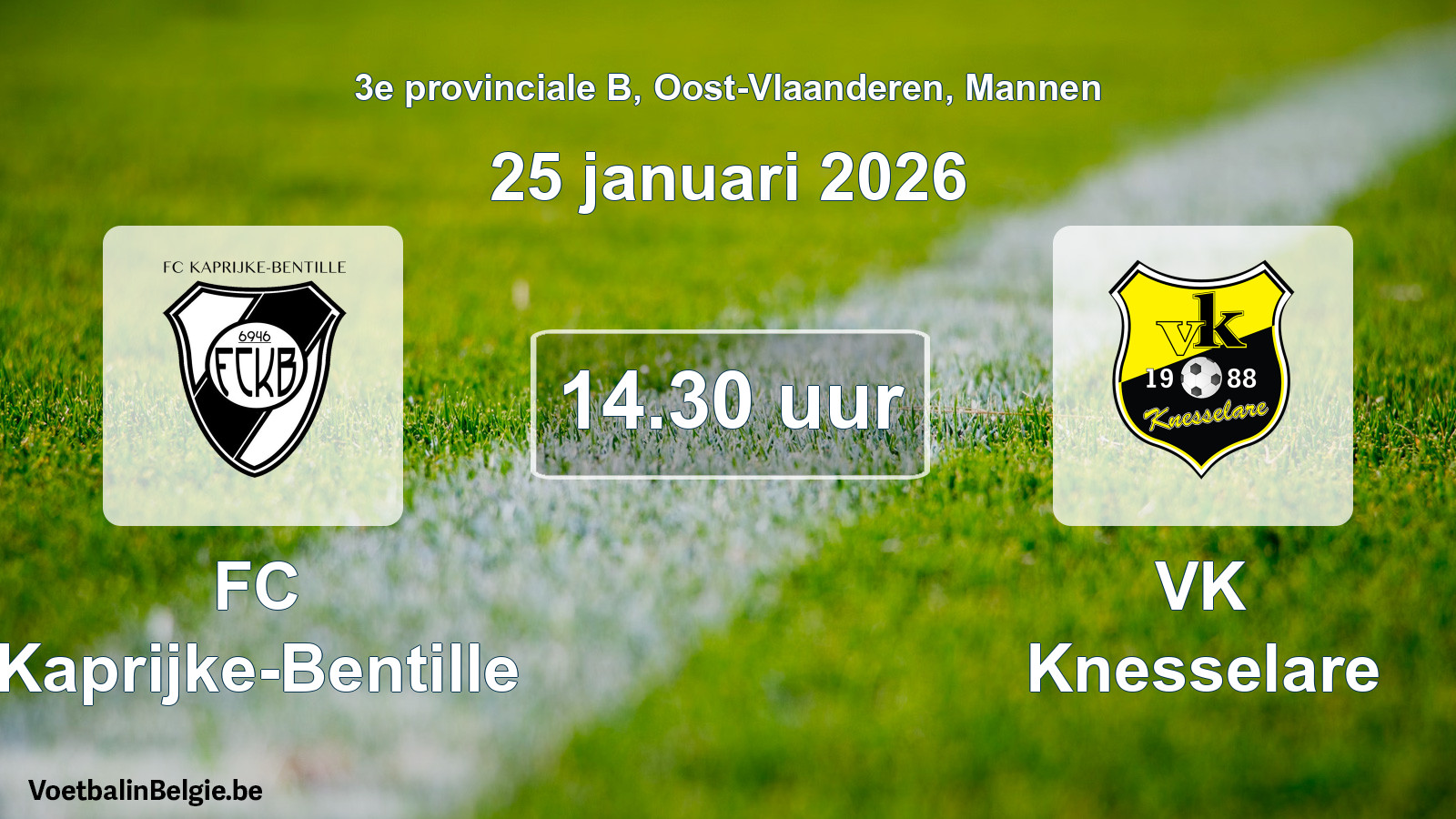 Scheduled match men football: FC Kaprijke-Bentille - VK Knesselare (25 January 2026)