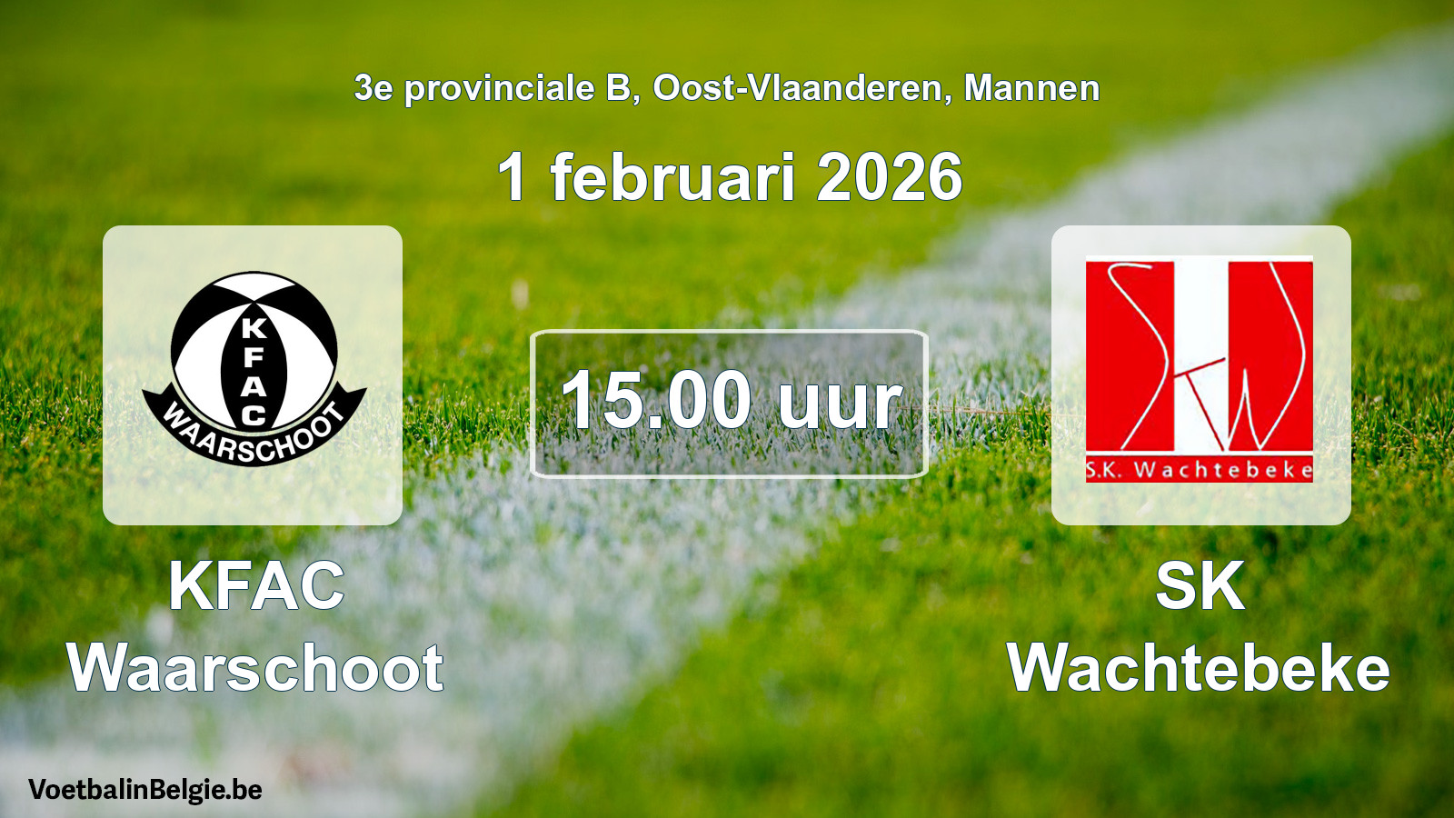 Scheduled match men football: KFAC Waarschoot - SK Wachtebeke (1 February 2026)