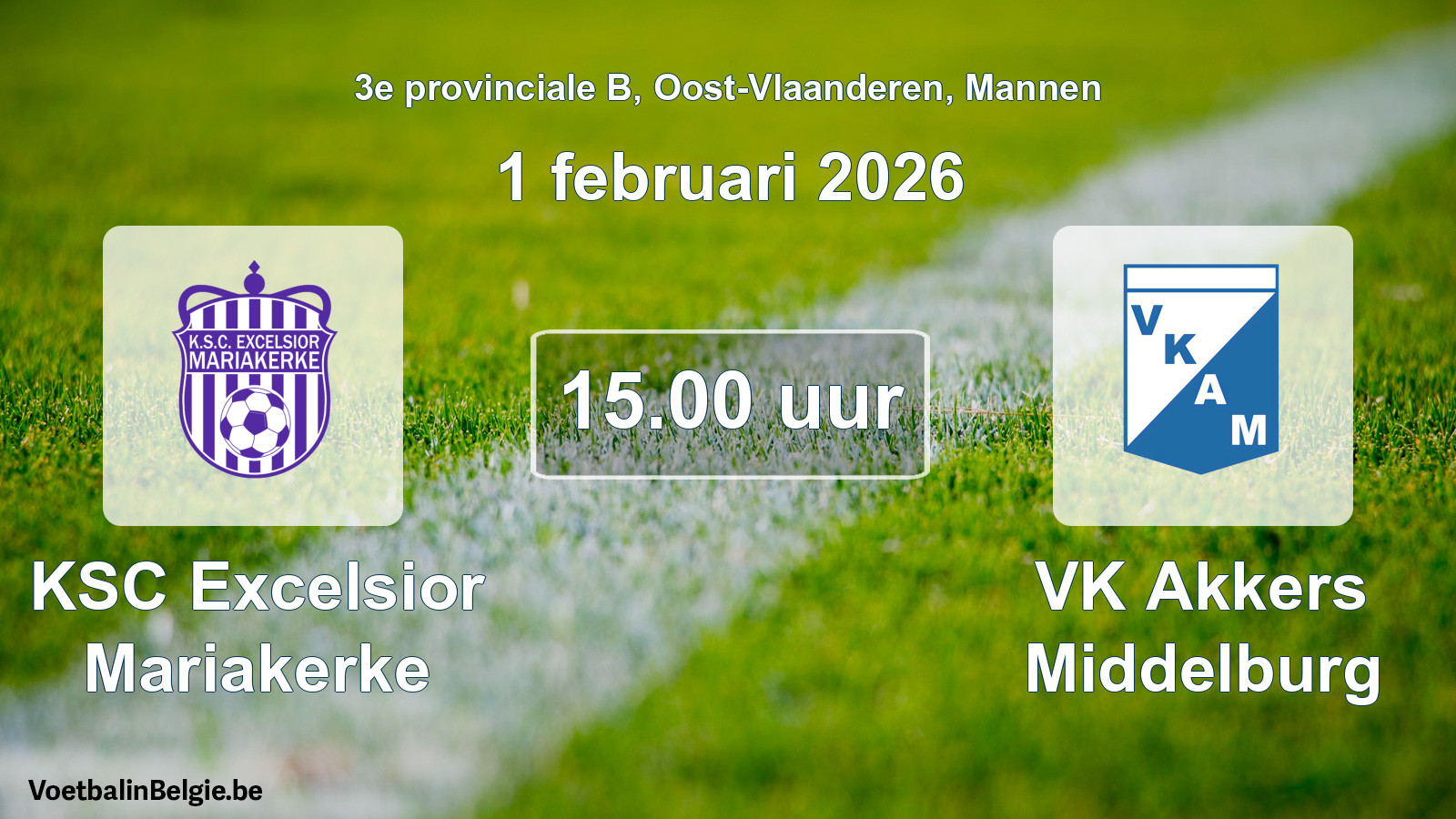 Scheduled match men football: KSC Excelsior Mariakerke - VK Akkers Middelburg (1 February 2026)