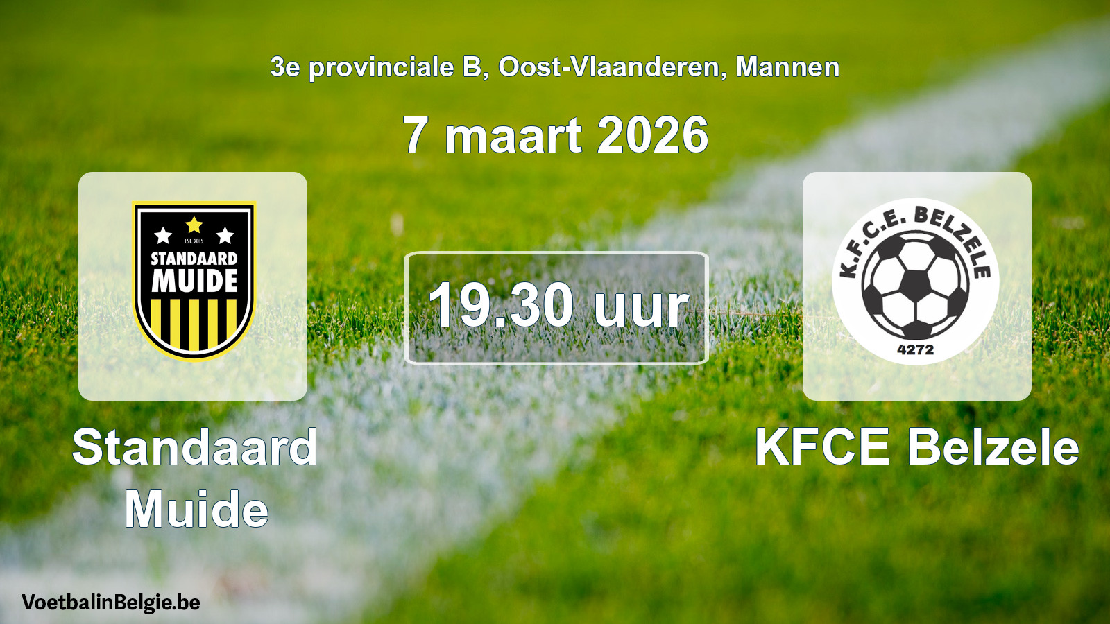 Scheduled match men football: Standaard Muide - KFCE Belzele (7 March 2026)
