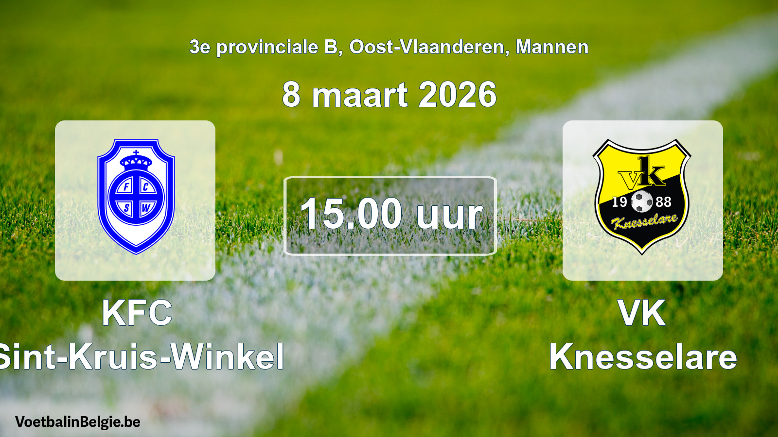 Scheduled match men football: KFC Sint-Kruis-Winkel - VK Knesselare (8 March 2026)