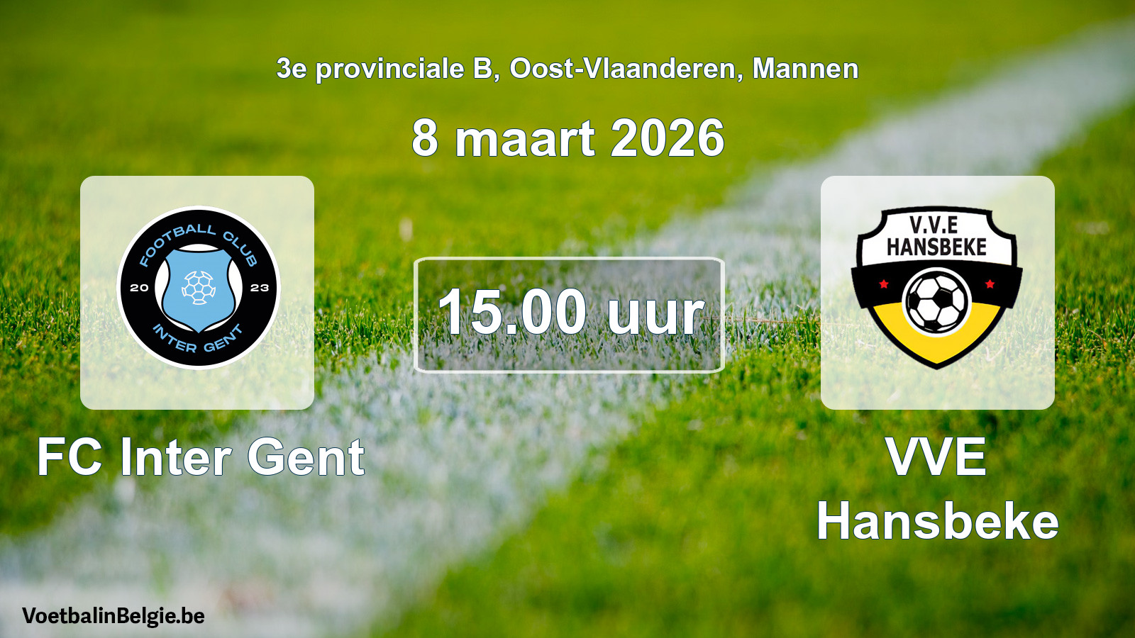 Scheduled match men football: FC Inter Gent - VVE Hansbeke (8 March 2026)