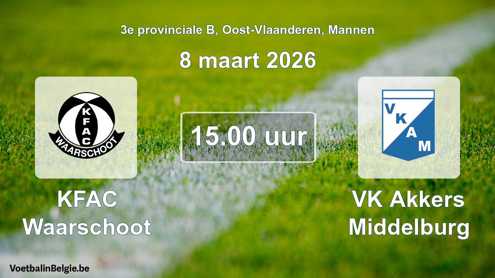 Geplantes Spiel männer-Fußball: KFAC Waarschoot - VK Akkers Middelburg (8 März 2026)