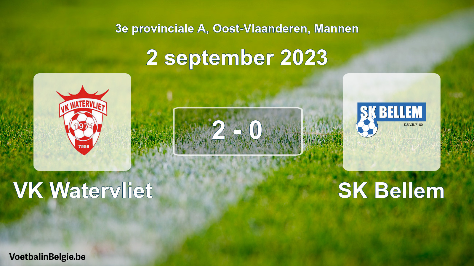 Gespeelde wedstrijd mannenvoetbal: VK Watervliet - SK Bellem 2 - 0 (2 september 2023)