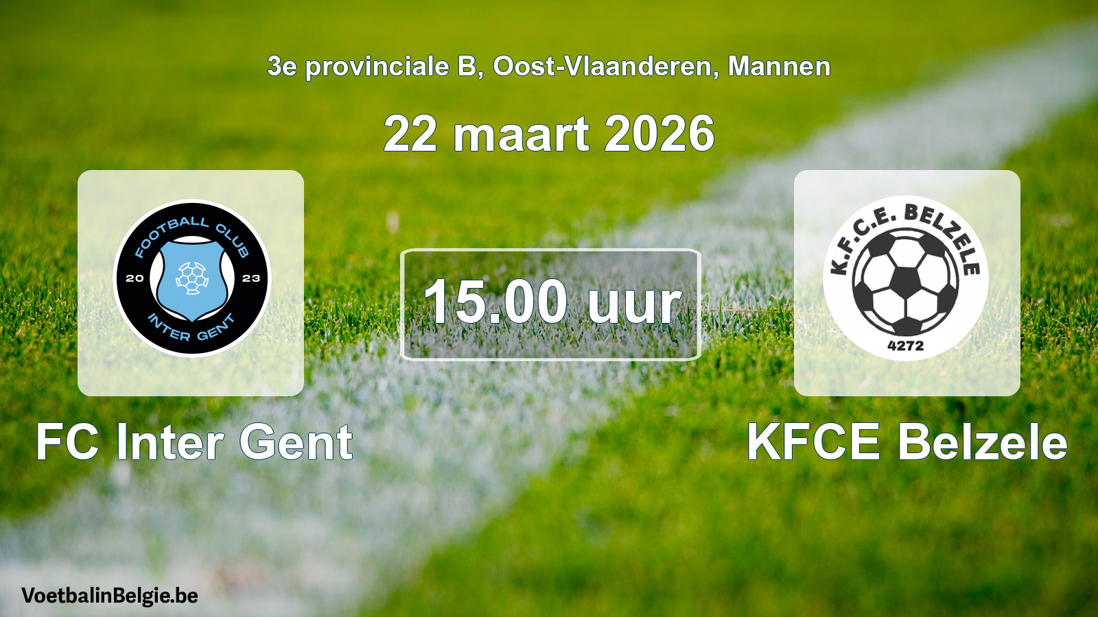 Scheduled match men football: FC Inter Gent - KFCE Belzele (22 March 2026)