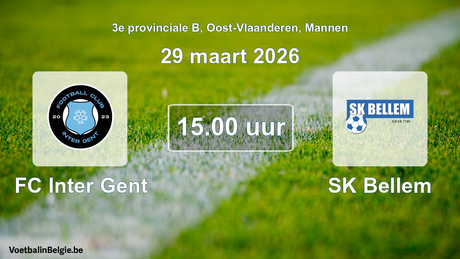 Scheduled match men football: FC Inter Gent - SK Bellem (29 March 2026)