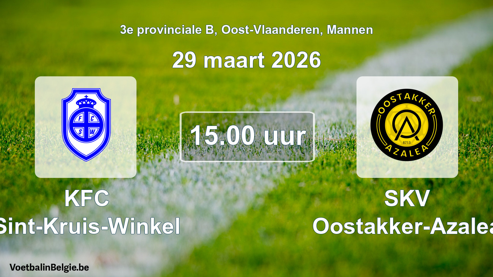 Scheduled match men football: KFC Sint-Kruis-Winkel - SKV Oostakker-Azalea (29 March 2026)