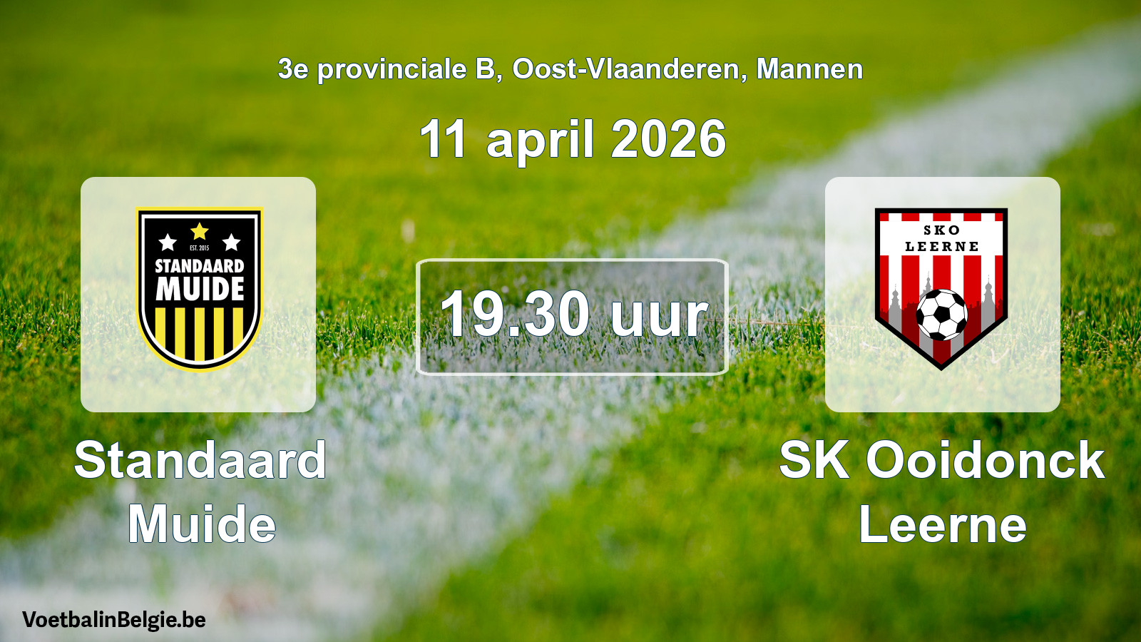 Scheduled match men football: Standaard Muide - SK Ooidonck Leerne (11 April 2026)
