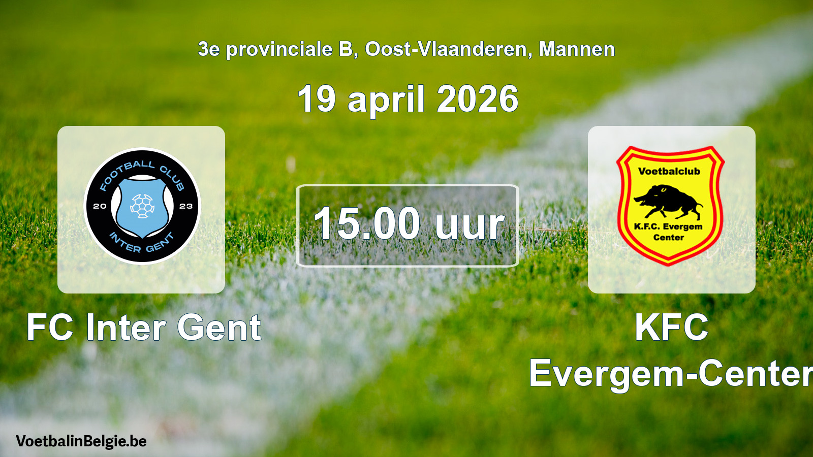 Scheduled match men football: FC Inter Gent - KFC Evergem-Center (19 April 2026)