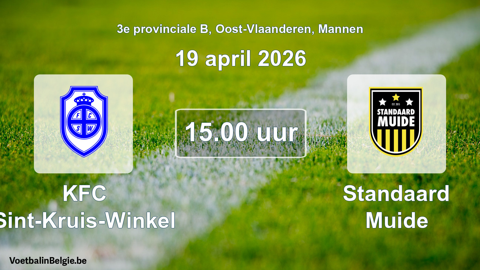 Scheduled match men football: KFC Sint-Kruis-Winkel - Standaard Muide (19 April 2026)