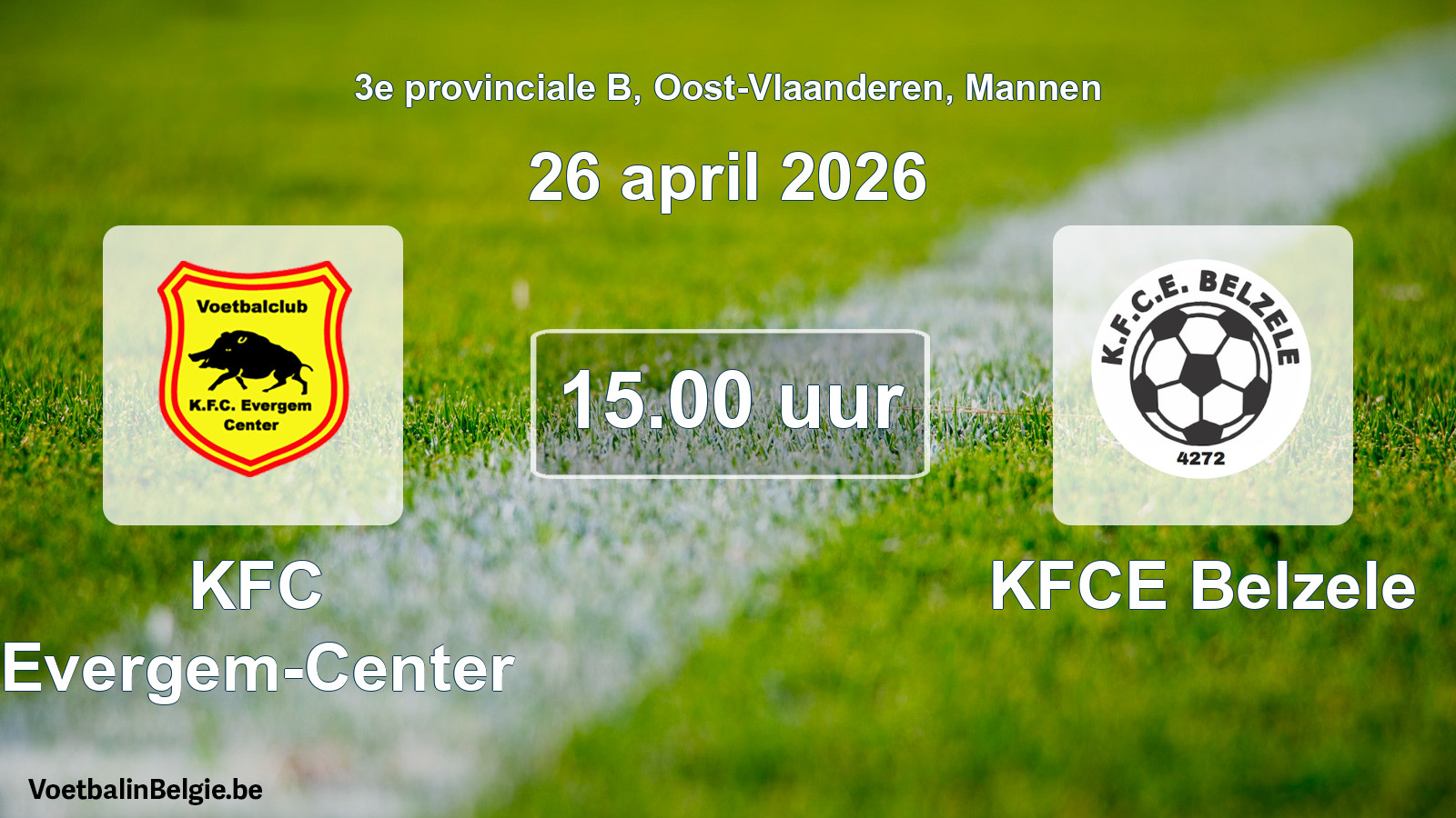 Scheduled match men football: KFC Evergem-Center - KFCE Belzele (26 April 2026)