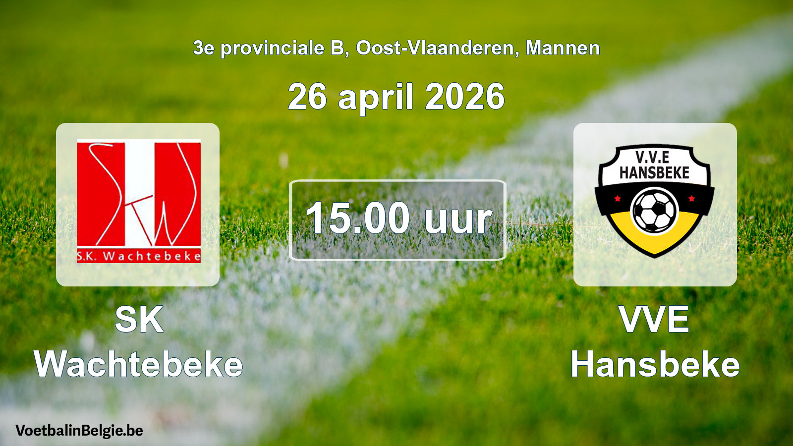 Scheduled match men football: SK Wachtebeke - VVE Hansbeke (26 April 2026)