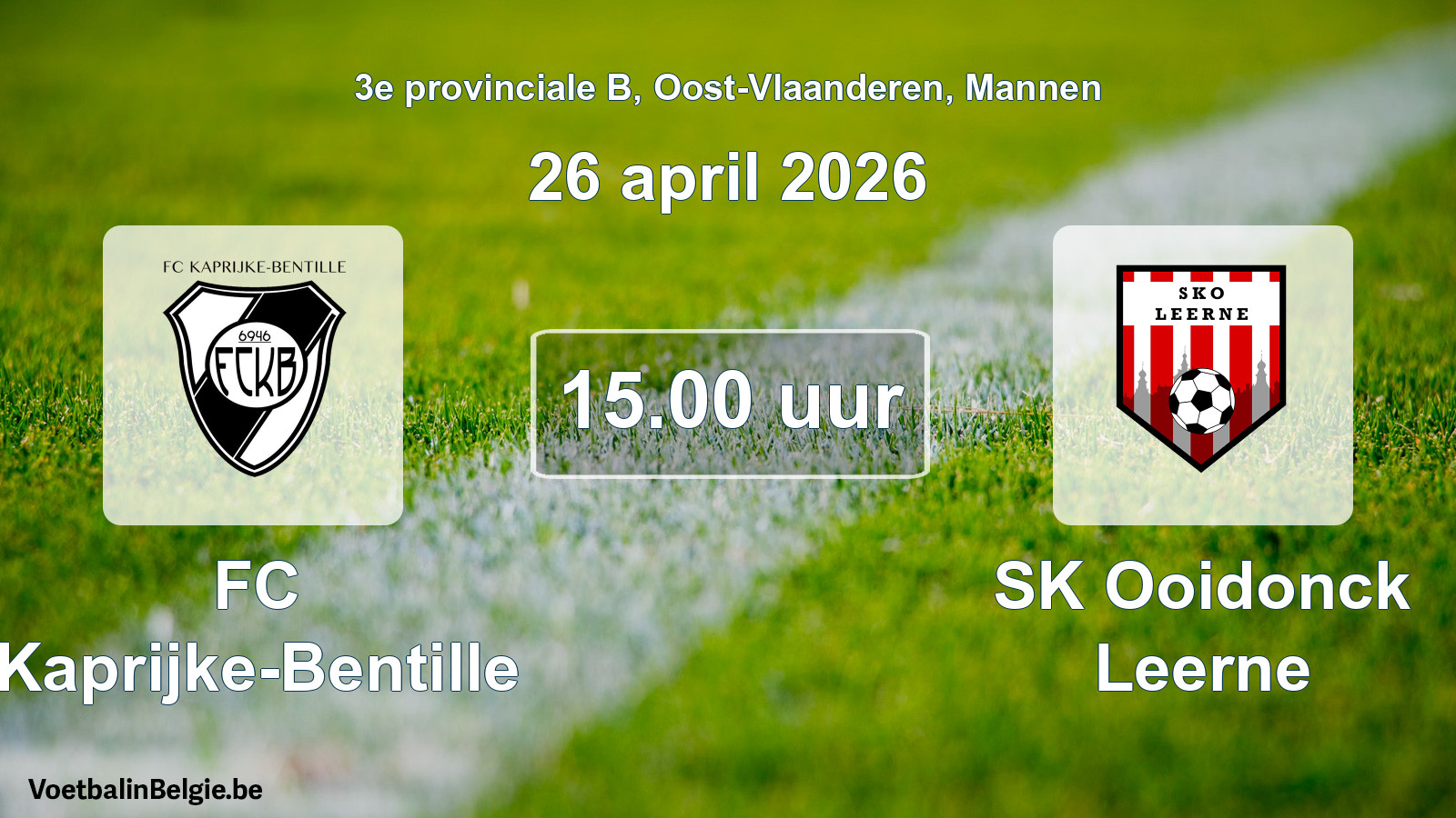 Scheduled match men football: FC Kaprijke-Bentille - SK Ooidonck Leerne (26 April 2026)