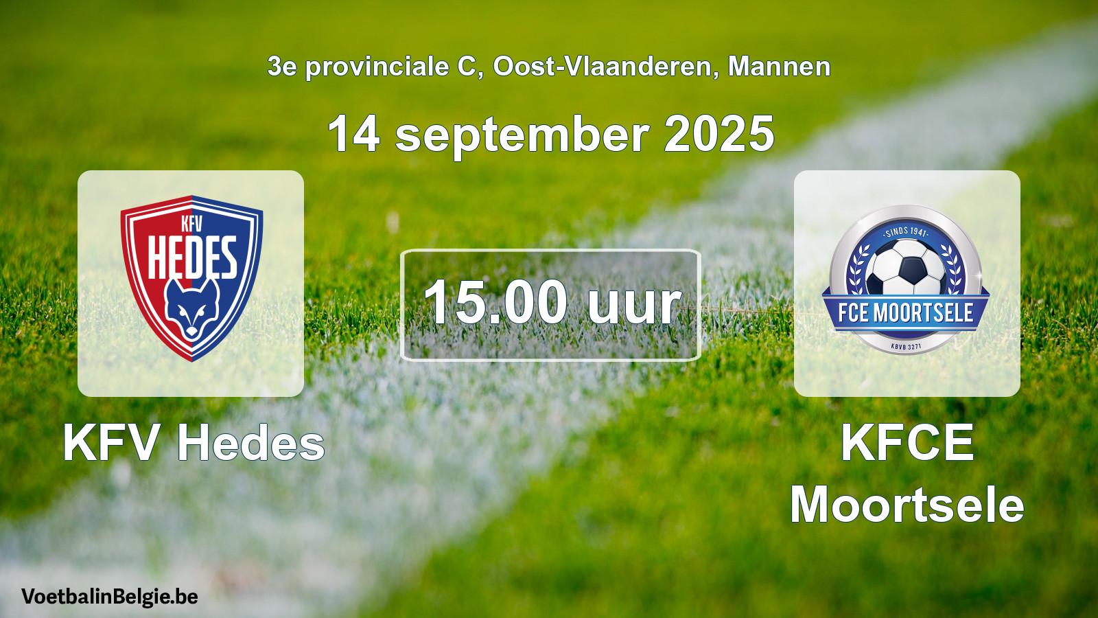 Scheduled match men football: KFV Hedes - KFCE Moortsele (14 September 2025)