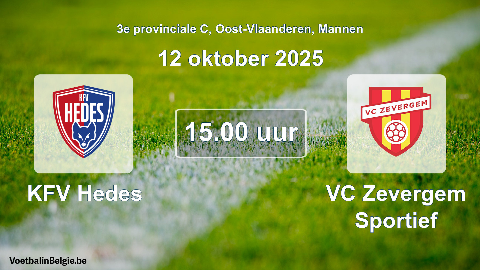 Geplande wedstrijd mannenvoetbal: KFV Hedes - VC Zevergem Sportief (12 oktober 2025)