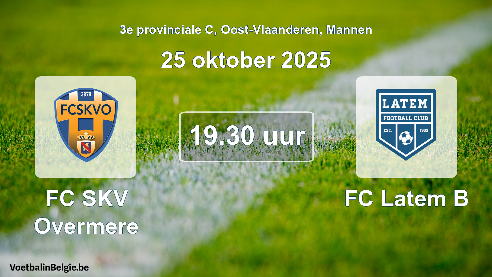 Geplande wedstrijd mannenvoetbal: FC SKV Overmere - FC Latem B (25 oktober 2025)